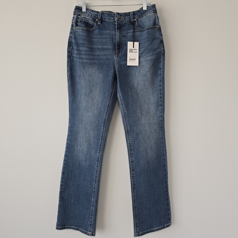 Oat New York High Rise Slim Bootcut Jeans 29 Medium Wash NWT